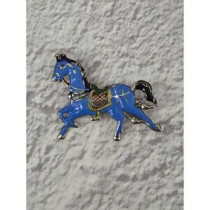Siam Sterling Vintage Blue Enamel Horse Brooch Pin Silver Equestrian Thai